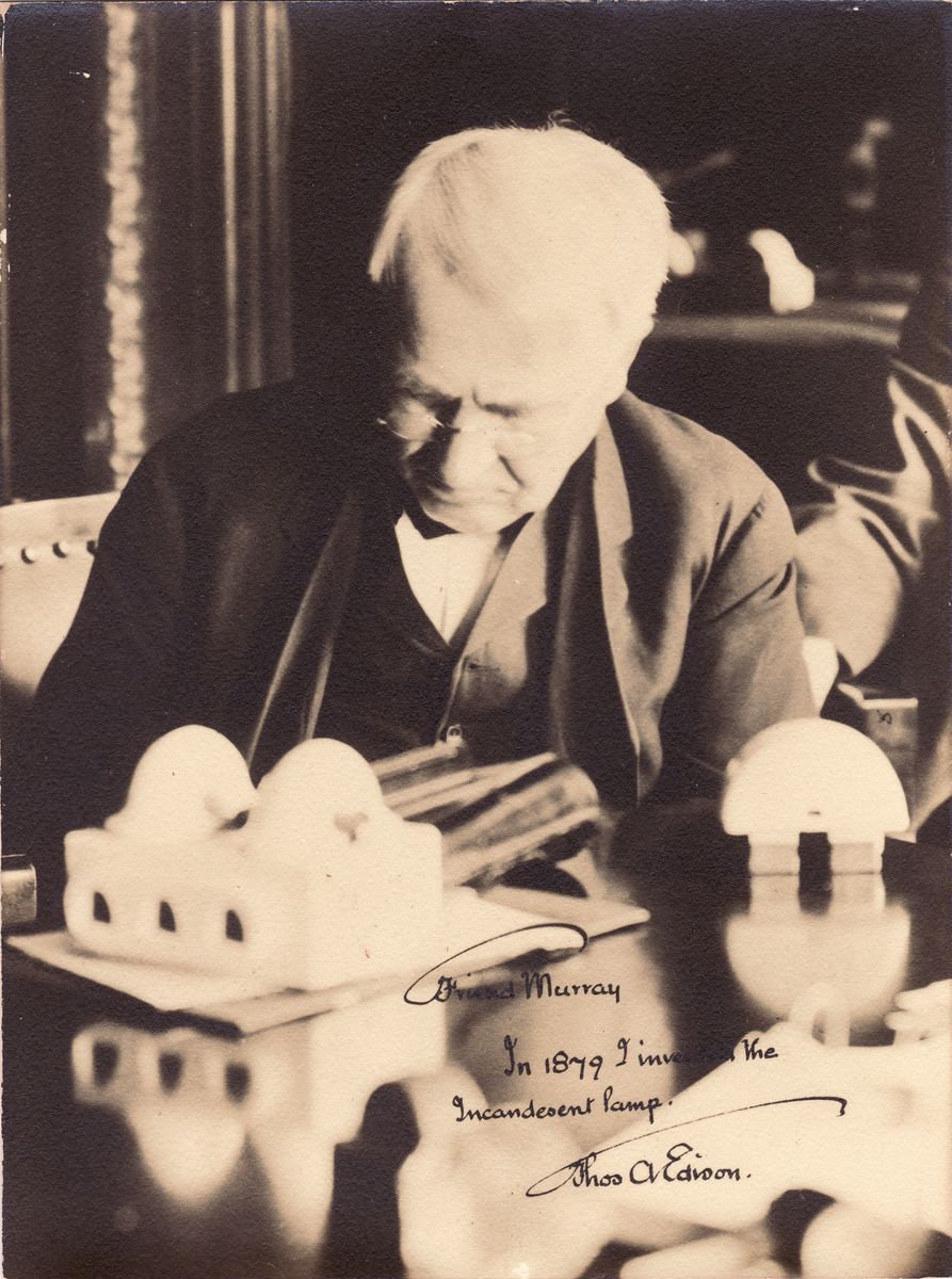 Thomas Edison Inscribed Photo: "In 1879 I Invented the Incandescent Lamp"