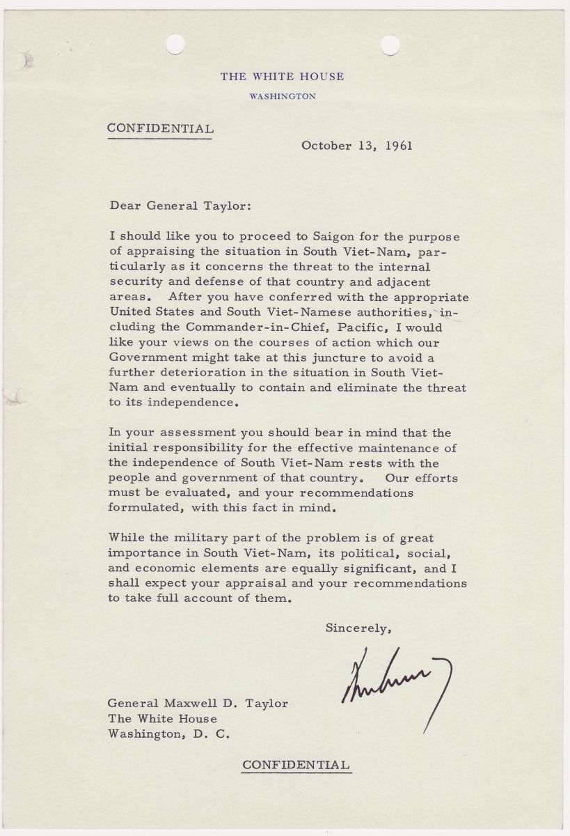 President Kennedy Sends General Maxwell Taylor to South Vietnam to Appraise the Situation