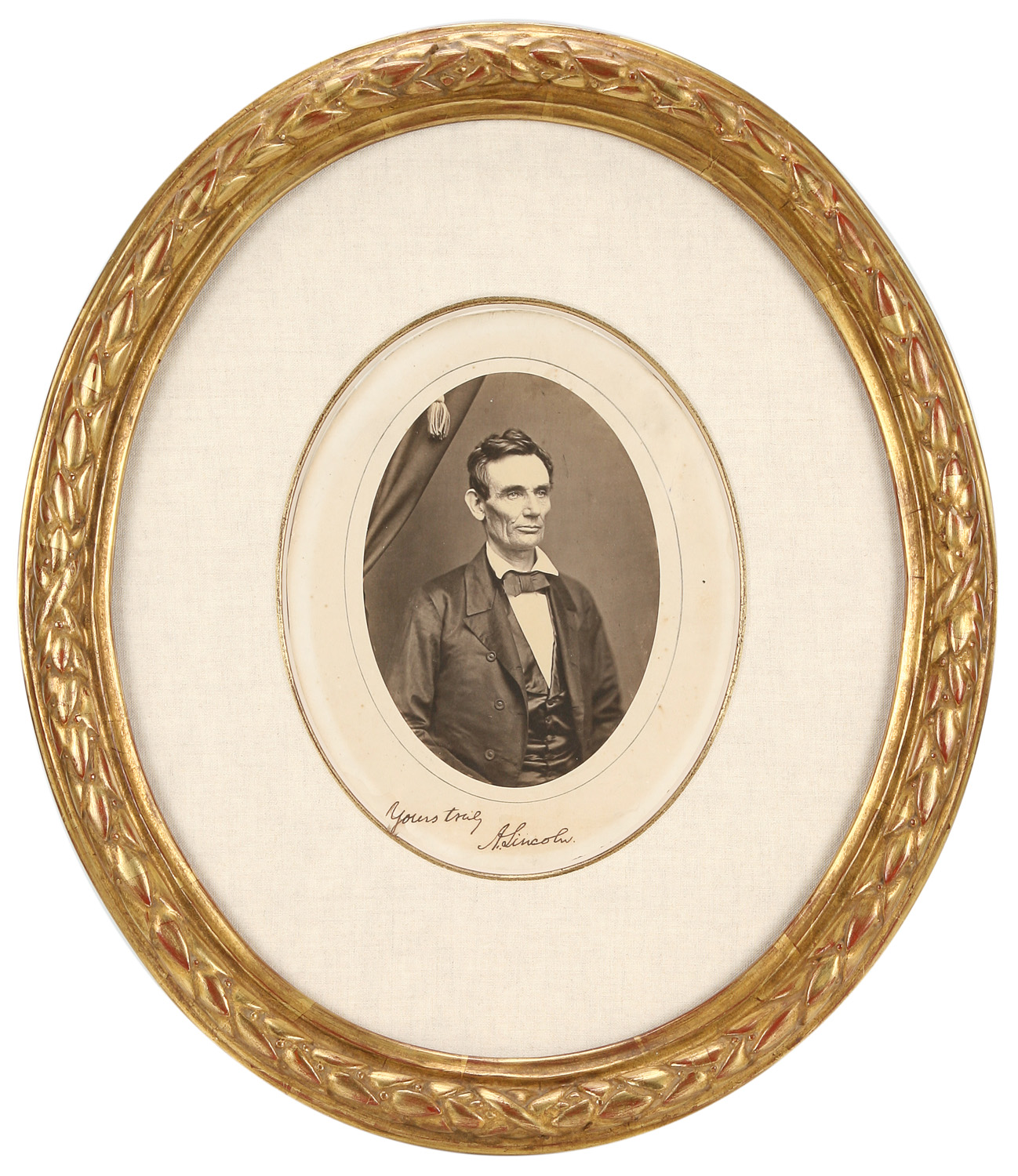 Roderick Cole's 1858 Beardless Photo of Abraham Lincoln--Signed "Yours Truly, A. Lincoln"