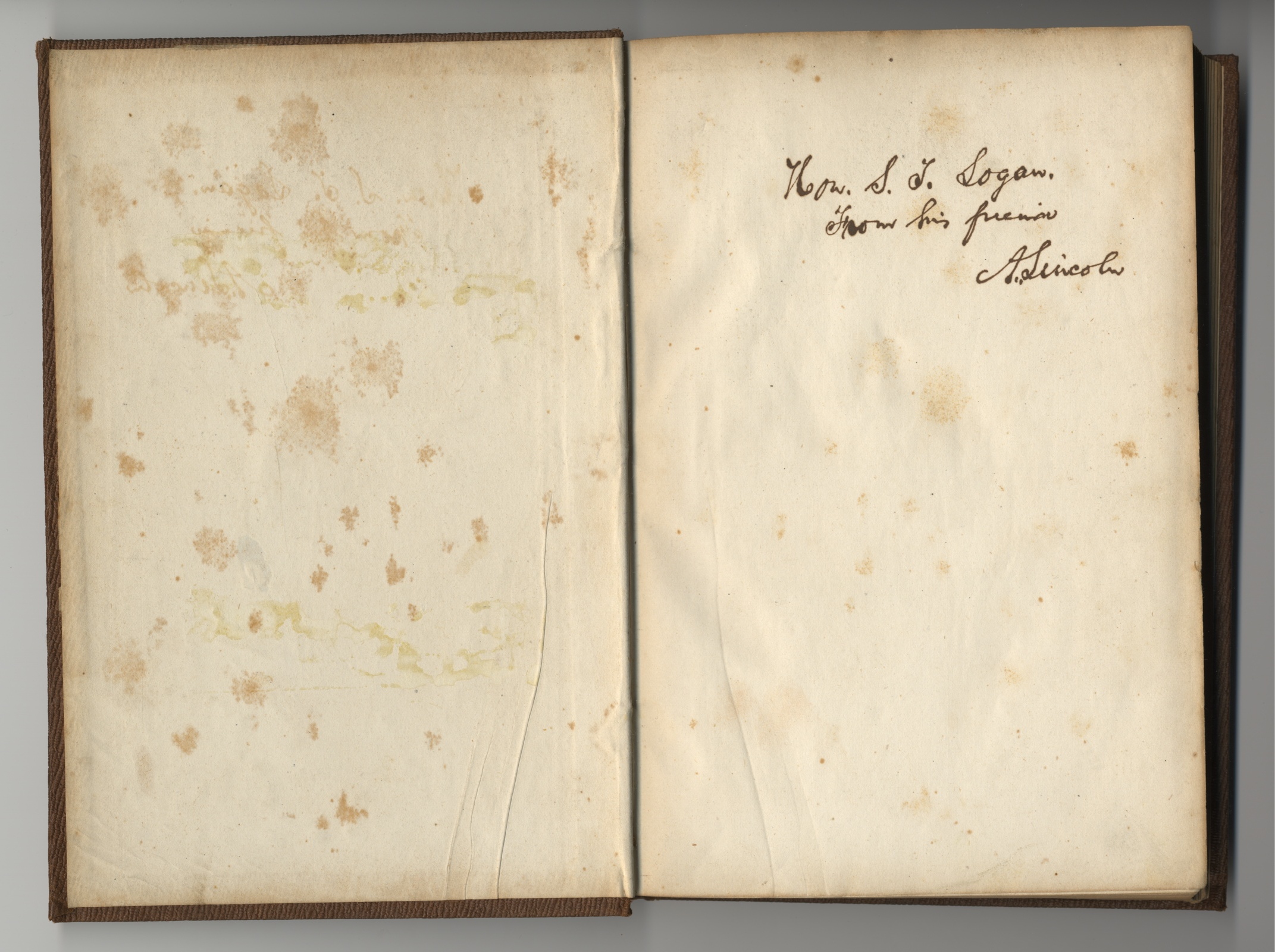 Lincoln-Douglas Debates Book Inscribed By Abraham Lincoln in Ink to His Old Law Partner Logan: A Rarity