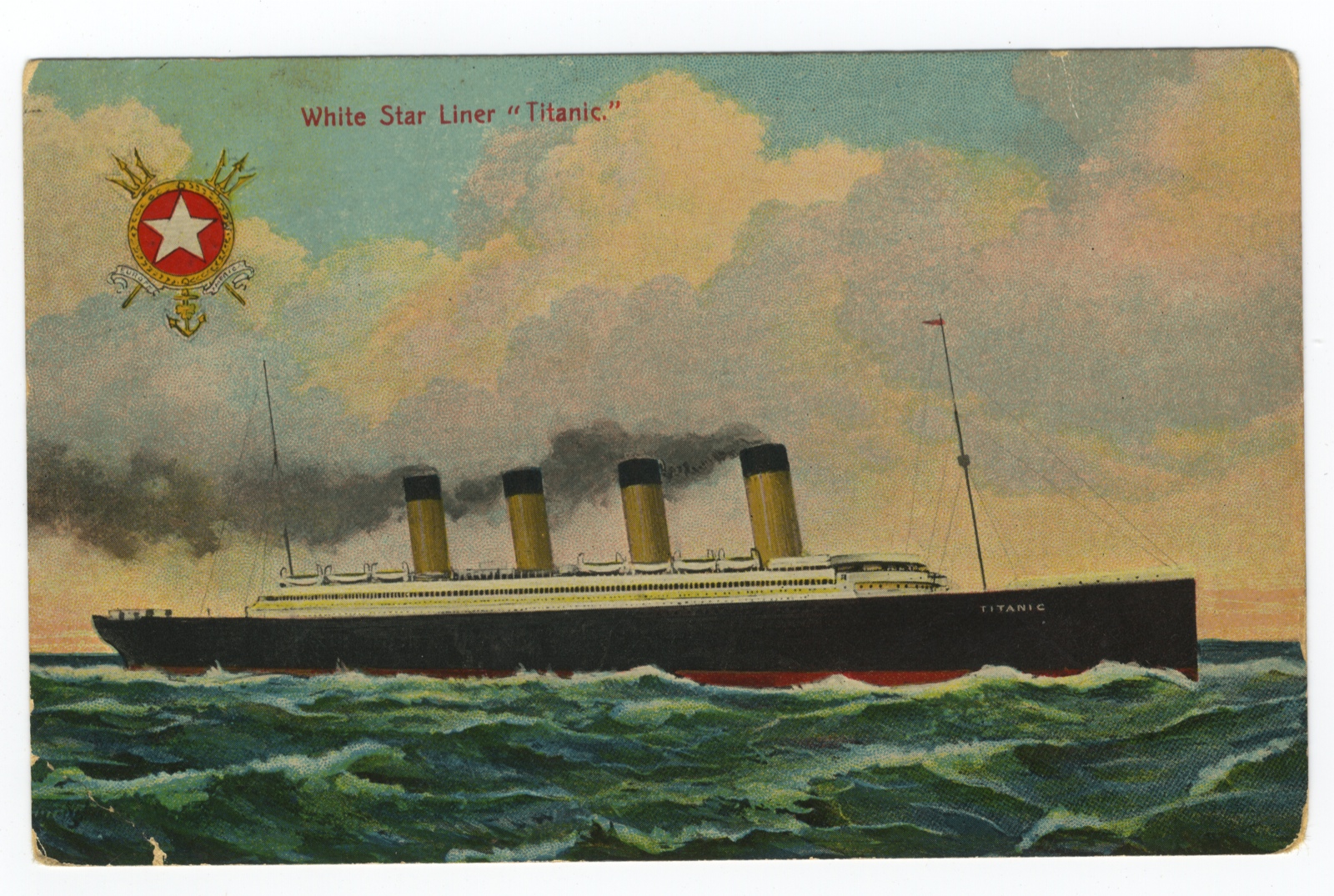 Titanic Postcard: Rare Postcard From the Titanic - Sent at Beginning of Voyage; Ship "A Peach," In NY "Next Tuesday"