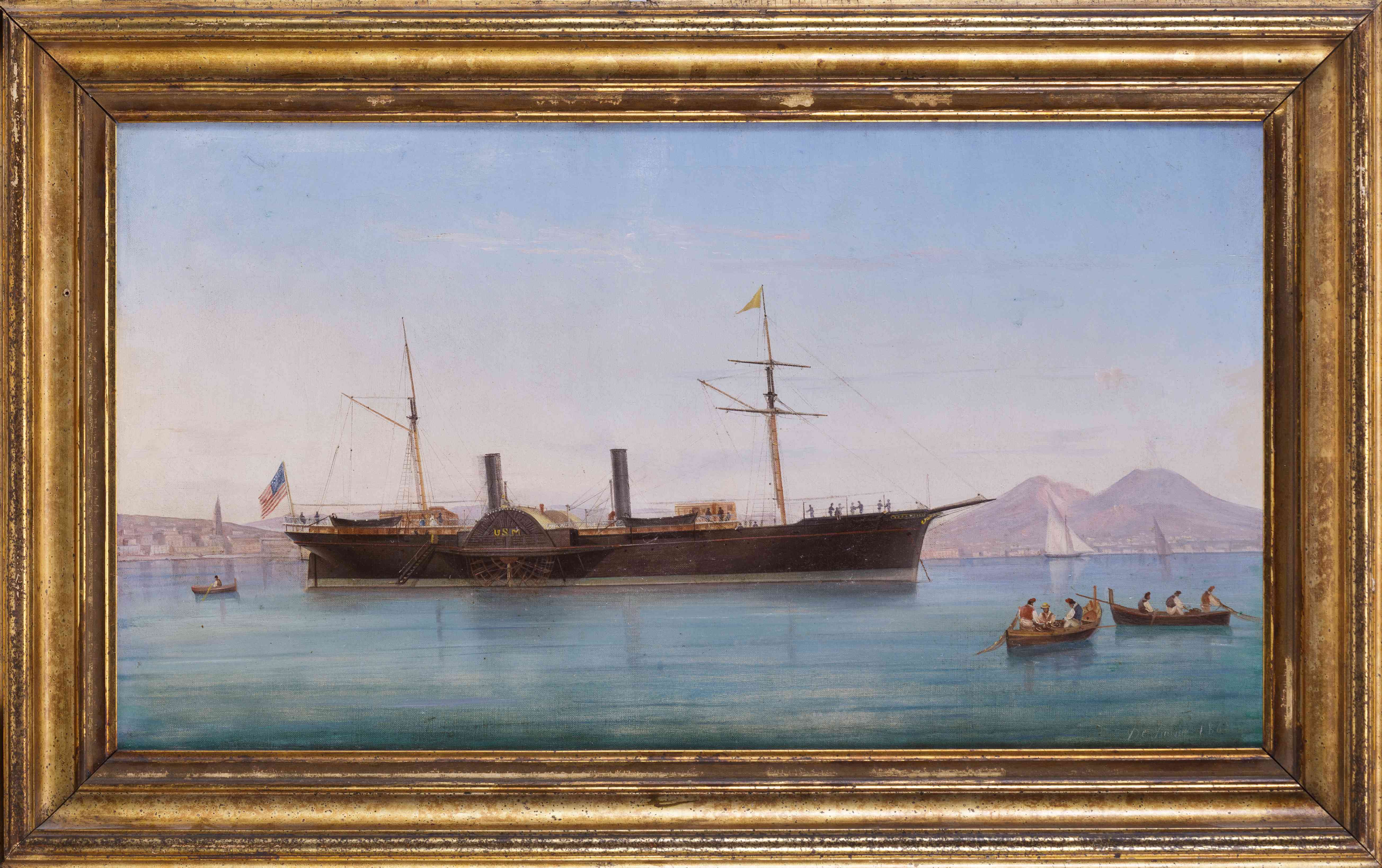 Original Painting of the Steamship "Quaker City" Moored at Naples on its Excursion to the Holy Land