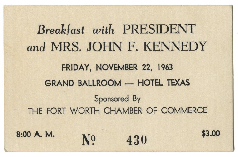Invitation to Texas Breakfast With John F. Kennedy on the Day of His Assassination