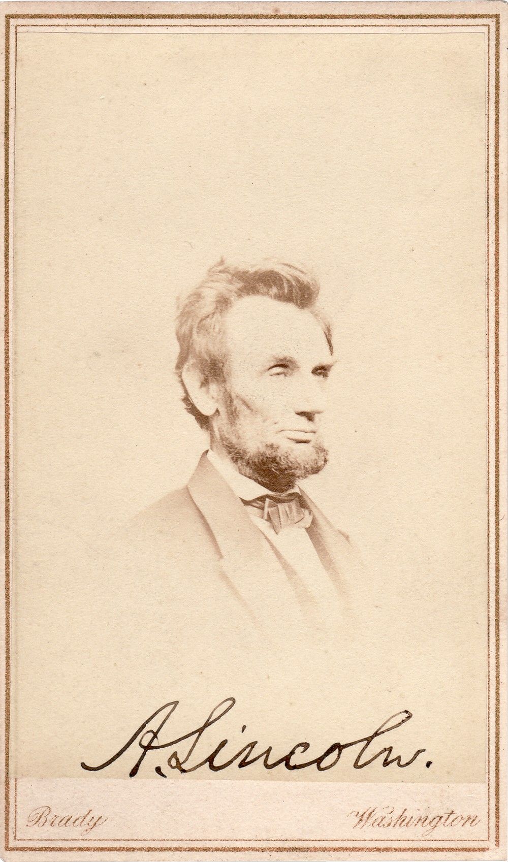 Abraham Lincoln Carte-de-Visite Photo By Mathew Brady of Which Lincoln Said "I Look Most Like That One"