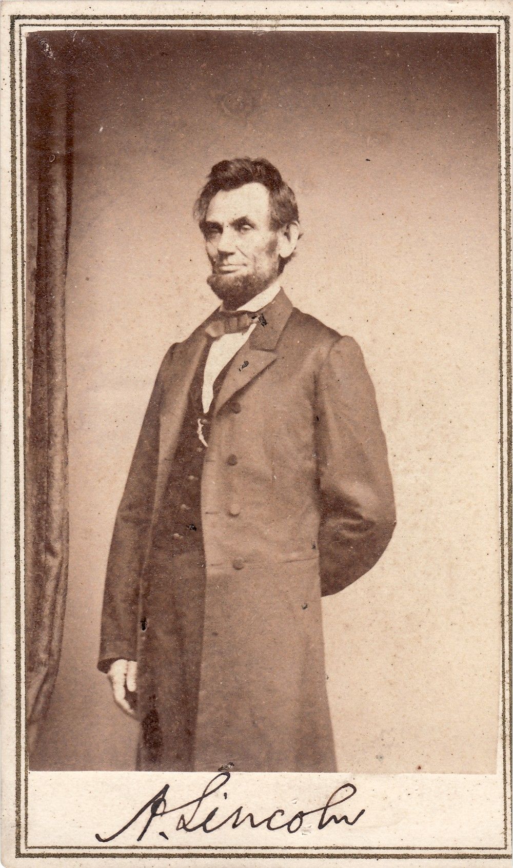 Abraham Lincoln Signed Photo: The "Solitary Pine Pose," From the January 8, 1864 Sitting