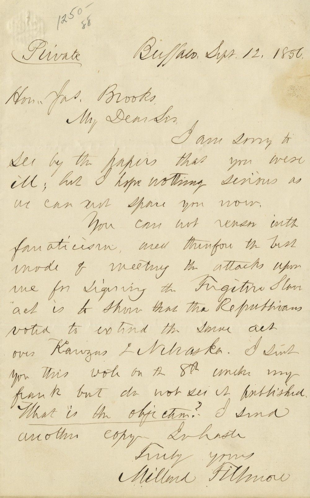 Millard Fillmore On the Fugitive Slave and Kansas-Nebraska Acts: "You Can Not Reason With Fanaticism"