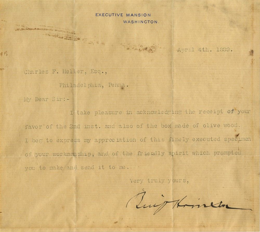 Benjamin Harrison: The Earliest Known Example of a Typewritten Presidential Letter