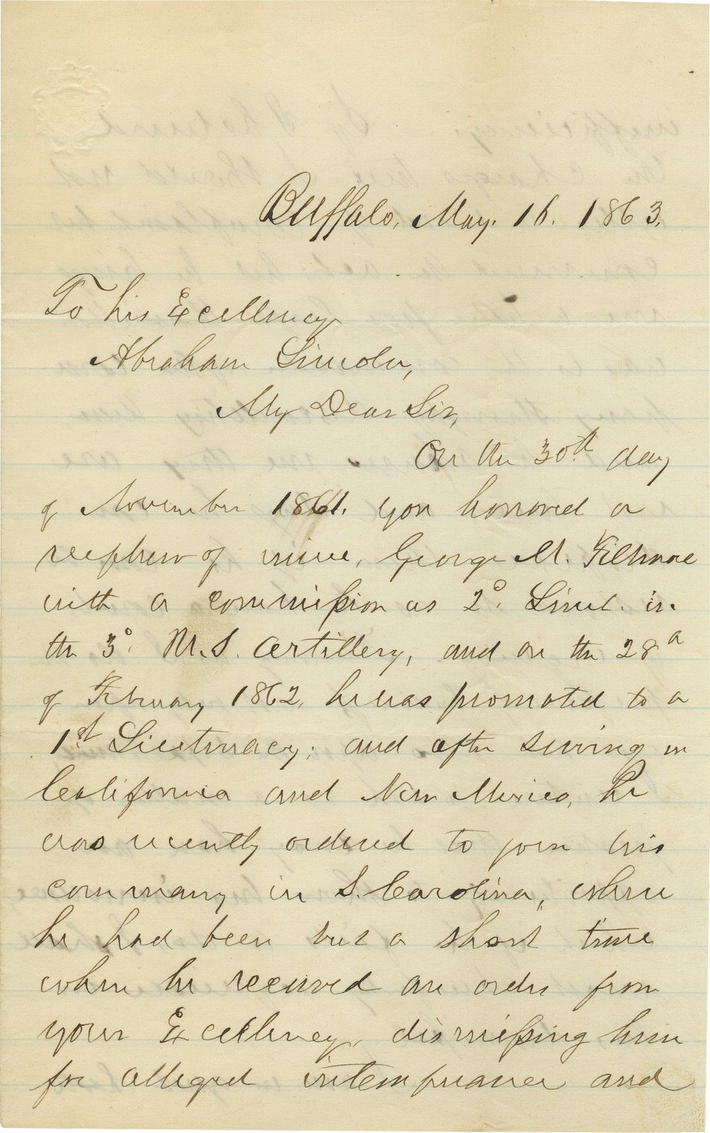 Millard Fillmore Asks Lincoln for a Favor; On the Back of the Letter, Lincoln Takes Steps to Oblige Him