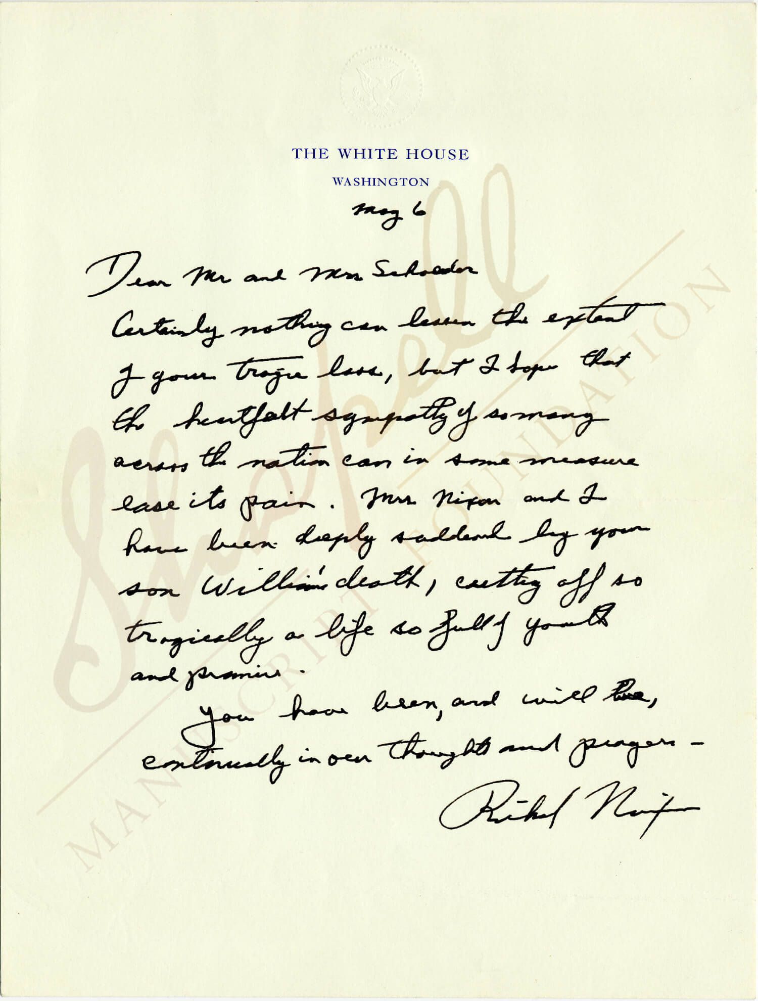Rare Letter to Bereaved: President Nixon's Response to the Kent State Shooting