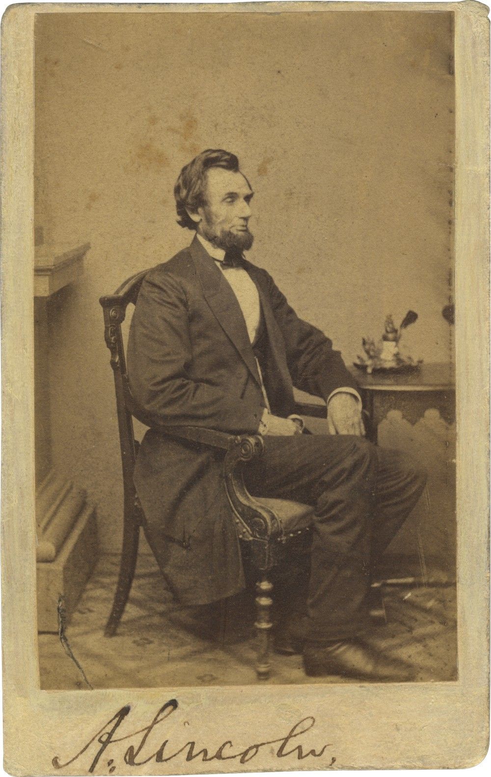 Abraham Lincoln Signed Photo from First Washington Sitting, With John Hay Note of Authentication