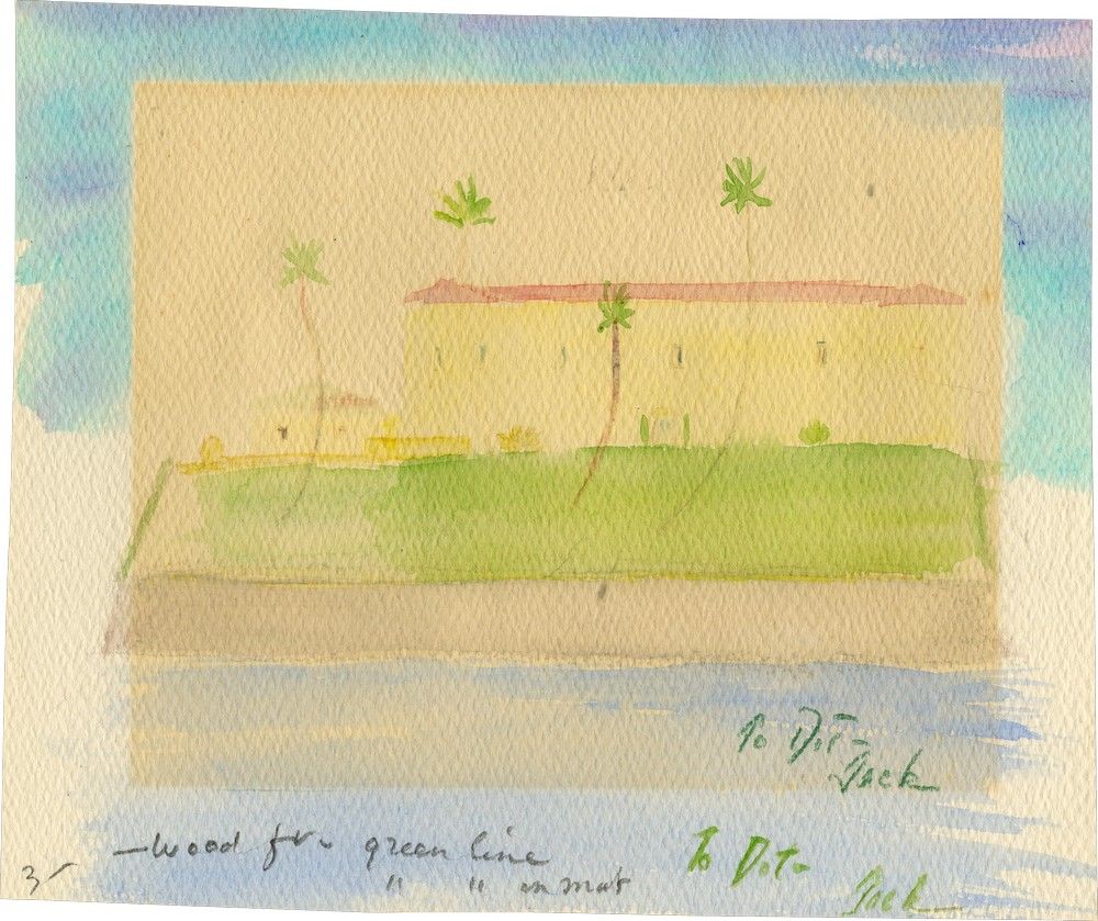 A Rare Original Watercolor by John F. Kennedy of the Kennedy Palm Beach Home in 1955
