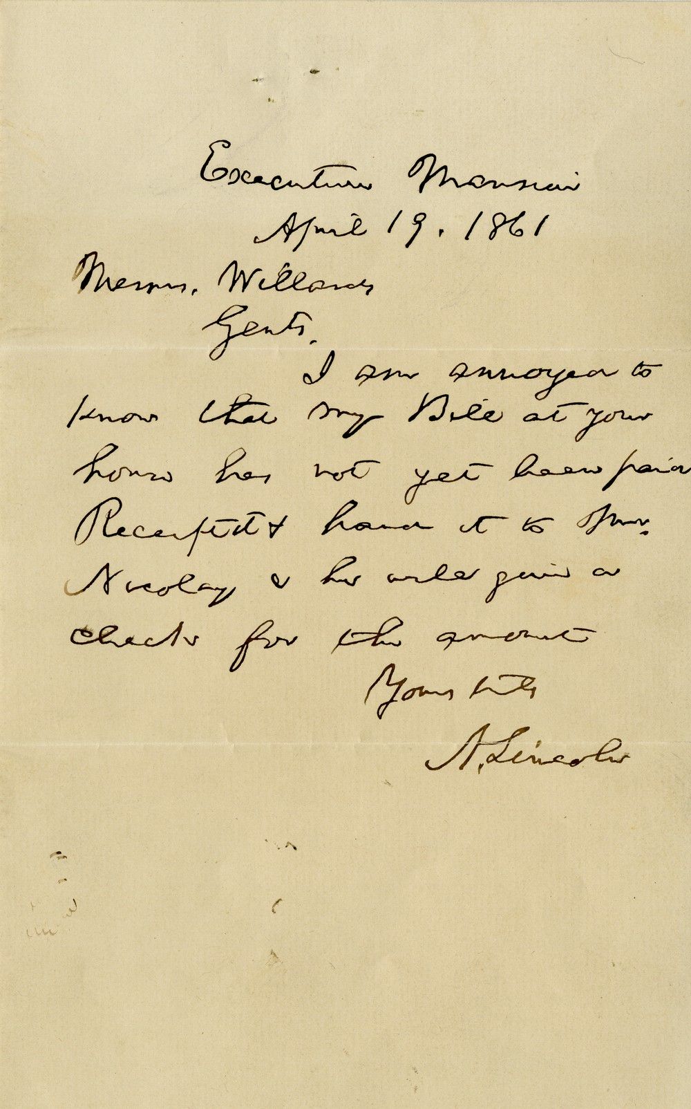 "Honest Abe" Lincoln, Annoyed About an Unpaid Bill, Orders It Paid – On the Day He Effectively Declares War