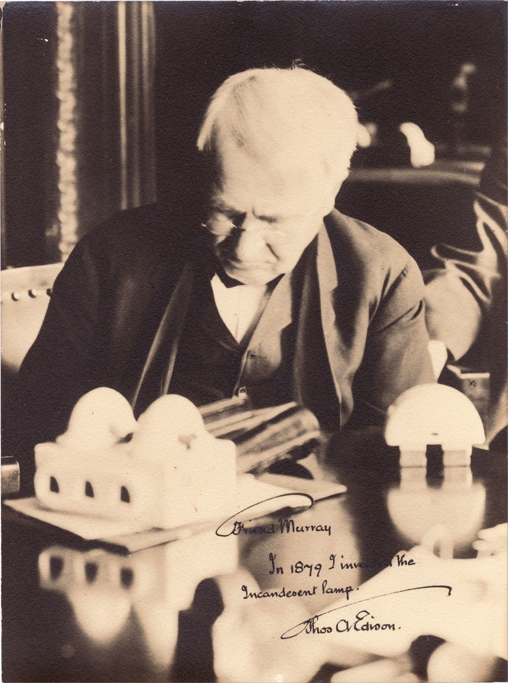 Signed Photo of Thomas Edison Inventor of Light Bulb Shapell