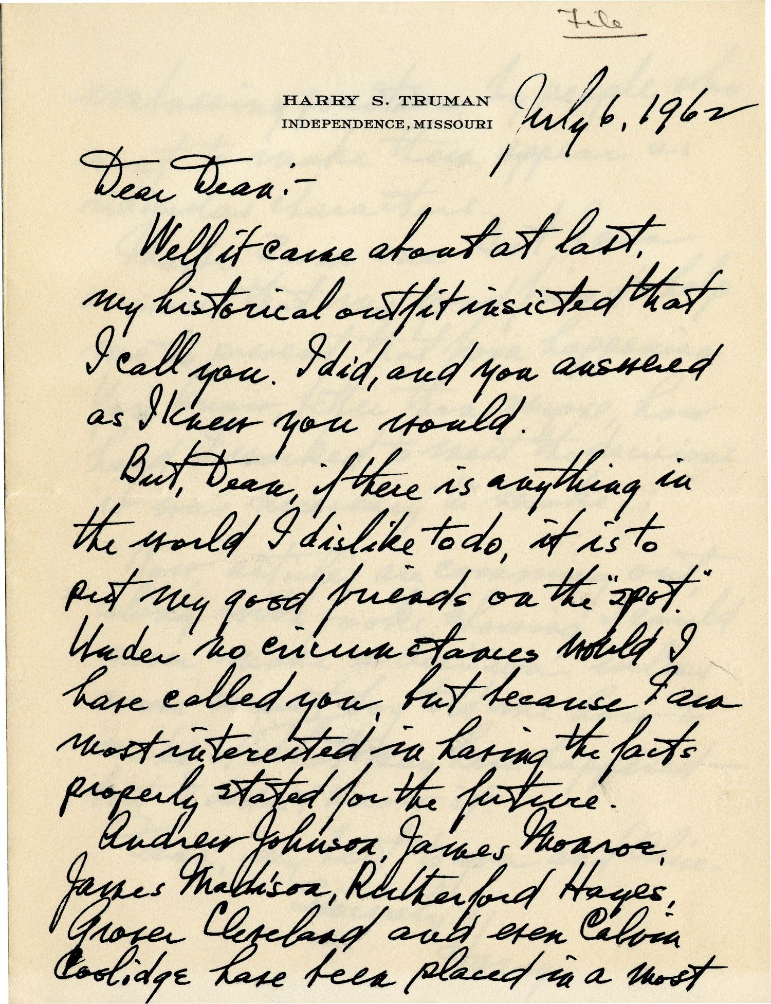 Harry Truman Seeks to Protect His Legacy Shapell Manuscript Foundation