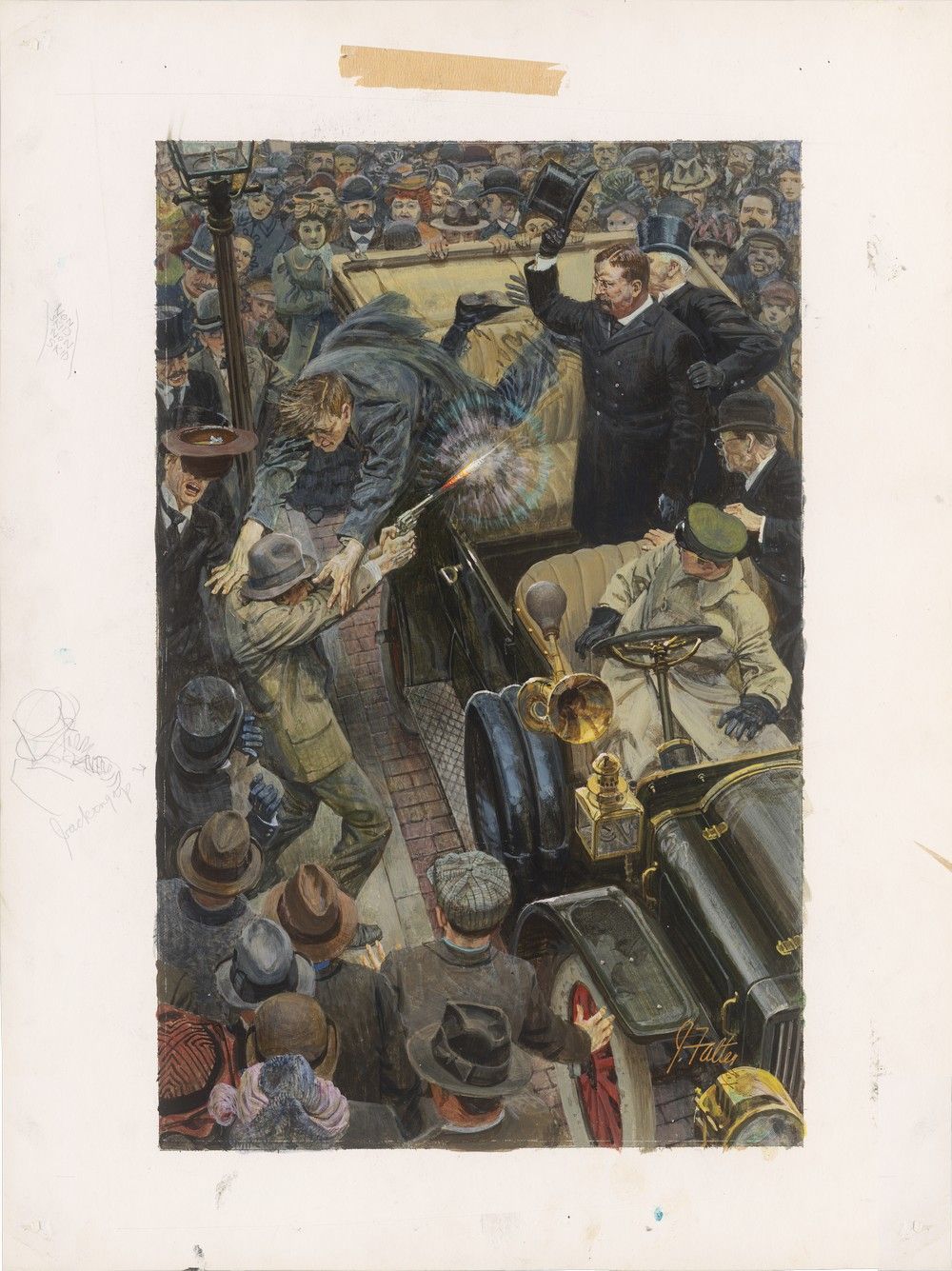 Theodore Roosevelt Assassination Attempt Painting By John Falter ...