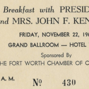 Invitation to Texas Breakfast With John F. Kennedy on the Day of His Assassination