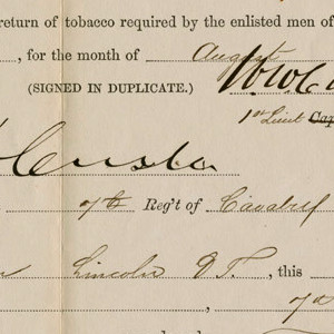Custer Signs Off on the Tobacco Allotment for Non-Commissioned Staff in August 1875, Including Sgt. Maj. Sharrow, KIA With Him at the Little Bighorn