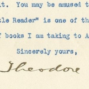 Former President Theodore Roosevelt Writes About Taking Books on His Upcoming Safari to Africa